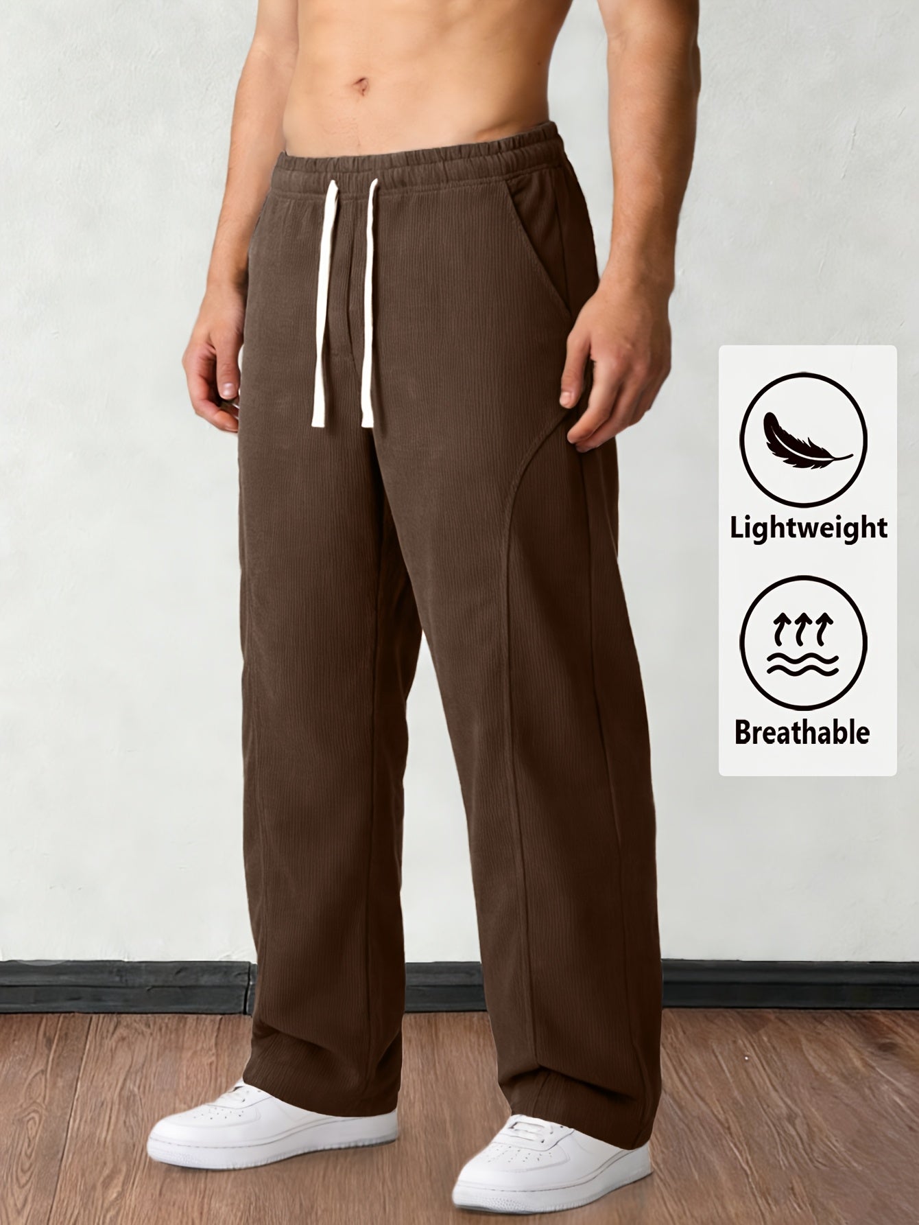 Men's Corduroy Trousers - Drawstring Waist With Pockets