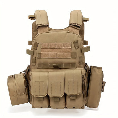 Tactical MOLLE Vest 6094 Adjustable Combat Chest Rig with Multi-Pocket System for Outdoor Hunting Training Airsoft CS Wargame Hiking Camping