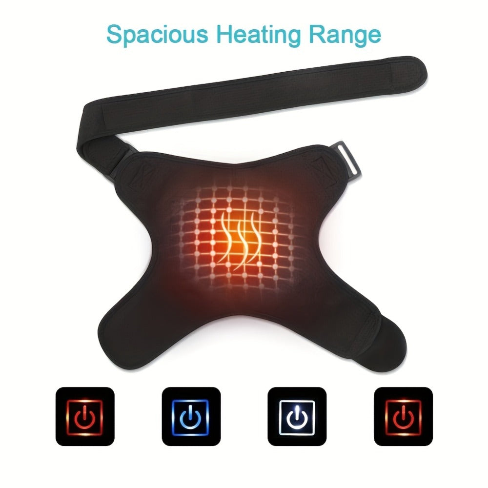 USB Heated Shoulder Pad with 3-Speed Temperature Control – Electric Heating Wrap for Shoulder & Neck Pain Relief, Keep Warm Massage Tool, Gift for Men & Women