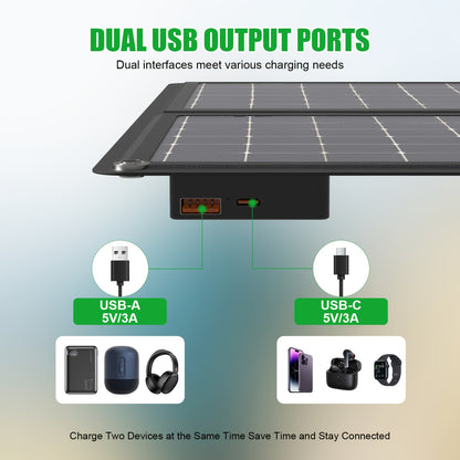 [Portable Solar Charging] 30W Portable Solar Charging Panel, 2-in-1 Folding Design, with USB Charging Port, No Operation Required. Suitable for Charging Smartphones, Tablets, And Action Cameras. Compact And Lightweight, Ideal for Outdoor Activities, Campi