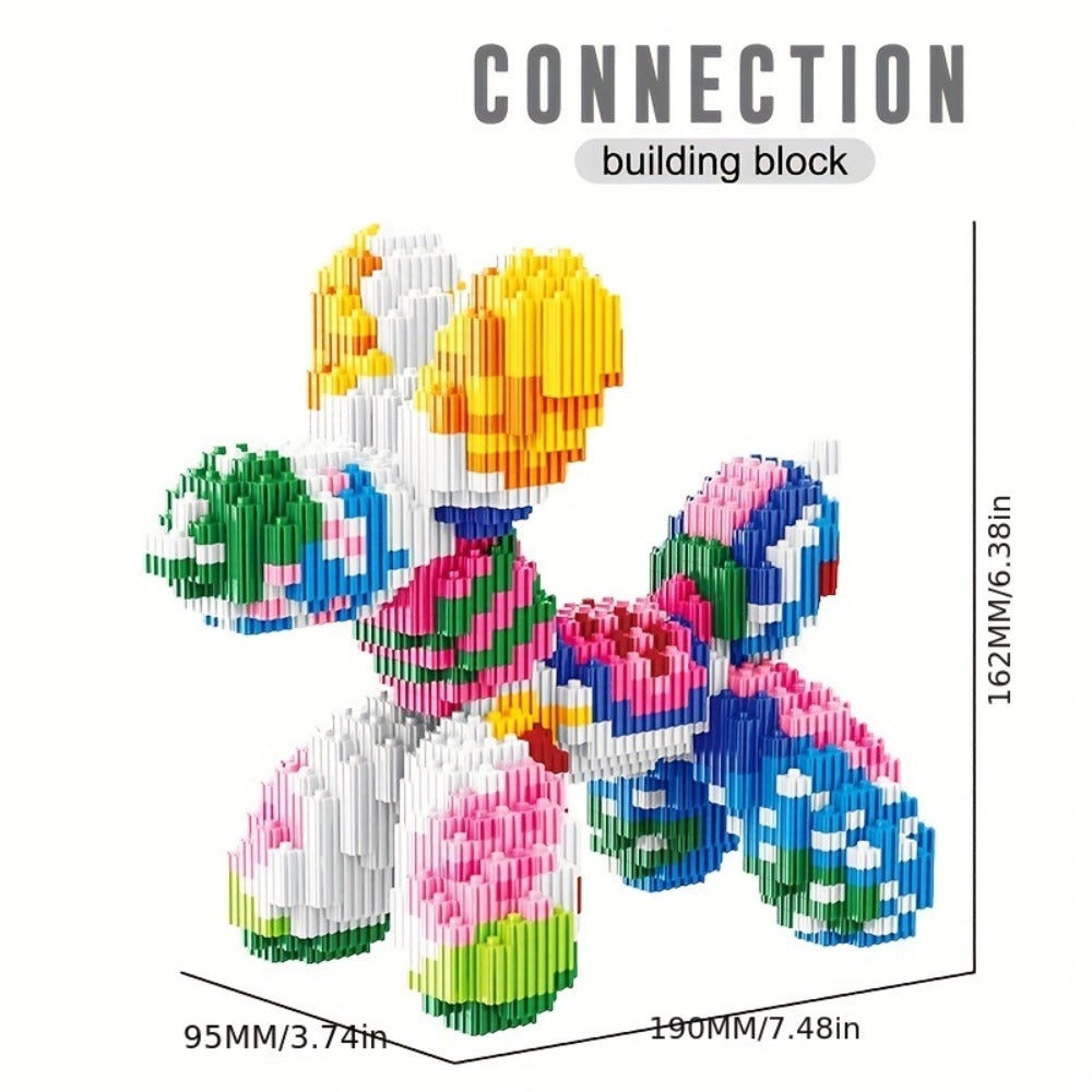 Balloon Dog Building Blocks Set – Colorful Interlocking Brick Sculpture Pop Art Home Decor Display Model for Adults Teens Art Lovers Birthday Christmas Gift 5 Colors