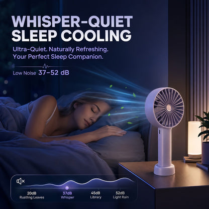 Portable Handheld Fan 16-Hour Battery Life | Air Turbo Tech 3-Speed USB Rechargeable Personal Cooling Fan for Outdoor Activities, Travel & Work – Upgraded Purple, White & Mini Light Blue