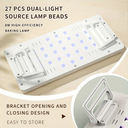 LED Nail Lamp with Hand Pillow Wrist Rest – Square Fast Gel Polish Curing Light for Fingernails & Toenails | Ergonomic Nail Dryer for Home & Salon, Wide Coverage UV LED Nail Light, White