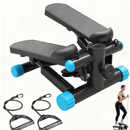 Mini Exercise Stepper Machine with Resistance Bands – Portable Twist Stair Stepper, 300lb Capacity, Full Body Trainer for Legs, Arms & Cardio – Home Workout Stepper, Orange, Black or Blue