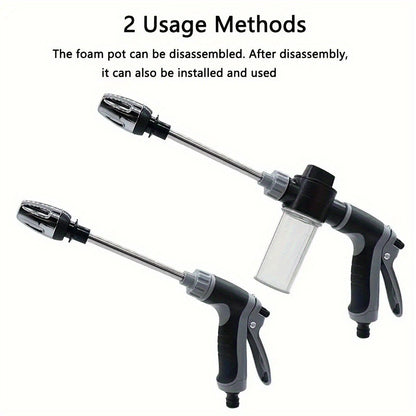 High Pressure Car Wash Gun with Long Extension Rod – Adjustable Spray Nozzle, Leak-Proof Connector, Fits Garden Hose – Car Truck RV & Garden Cleaning Wand