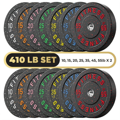 Bumper Plates Colored Rubber Weight Plates – 2-Inch Olympic Barbell Plates for Weightlifting & Strength Training, High Bounce Floor Protection, Low Odor, Non-Slip Surface, Home Gym & Commercial Gym