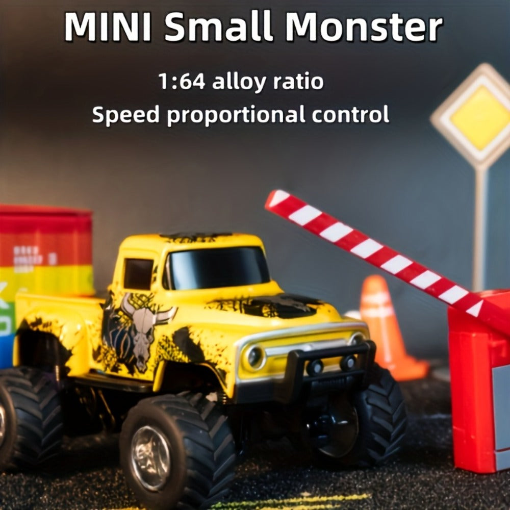 1:64 Scale Die-Cast RC Monster Truck 2.4GHz High-Speed Off-Road Vehicle with LED Headlights, Multiple Control Modes & Adjustable Speed – Toy Gift for Boys & Girls (5 Colors)