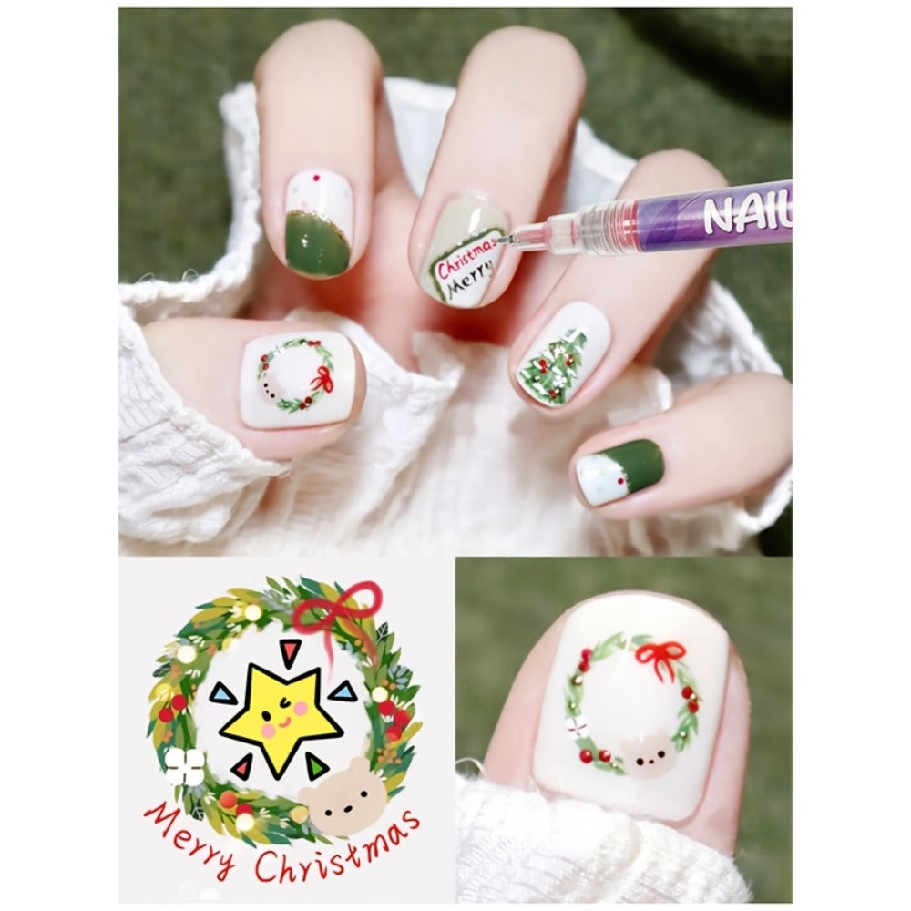 Nail Art Pens Set 12 Colors Quick Dry 3D Doodle Dot Stitching Nail Art Pen Kit - DIY Nail Design Tools for Home & Salon Use, Beginner & Professional Manicure Gift Set