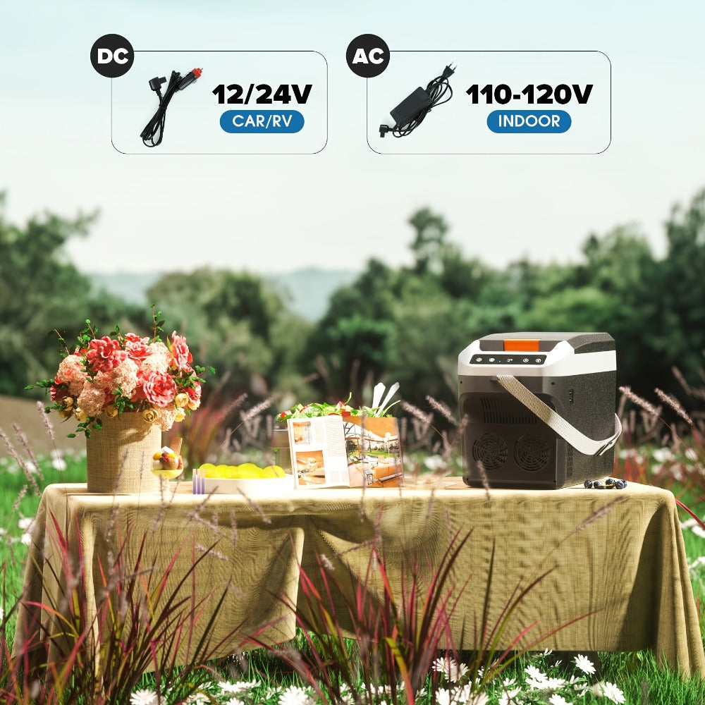 Portable Car Refrigerator Cooler & Warmer, 12V/24V DC & 120V AC Thermoelectric Fridge with Dual-Core Cooling – 23 or 31 Quart Electric Cooler for Camping, RV, Road Trip and Fishing