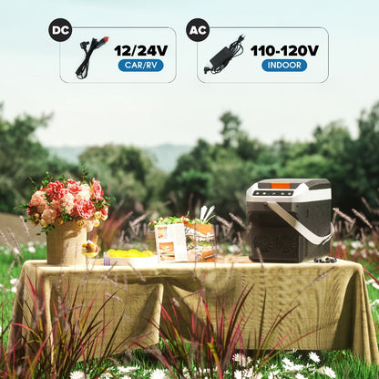 Portable Car Refrigerator Cooler & Warmer, 12V/24V DC & 120V AC Thermoelectric Fridge with Dual-Core Cooling – 23 or 31 Quart Electric Cooler for Camping, RV, Road Trip and Fishing
