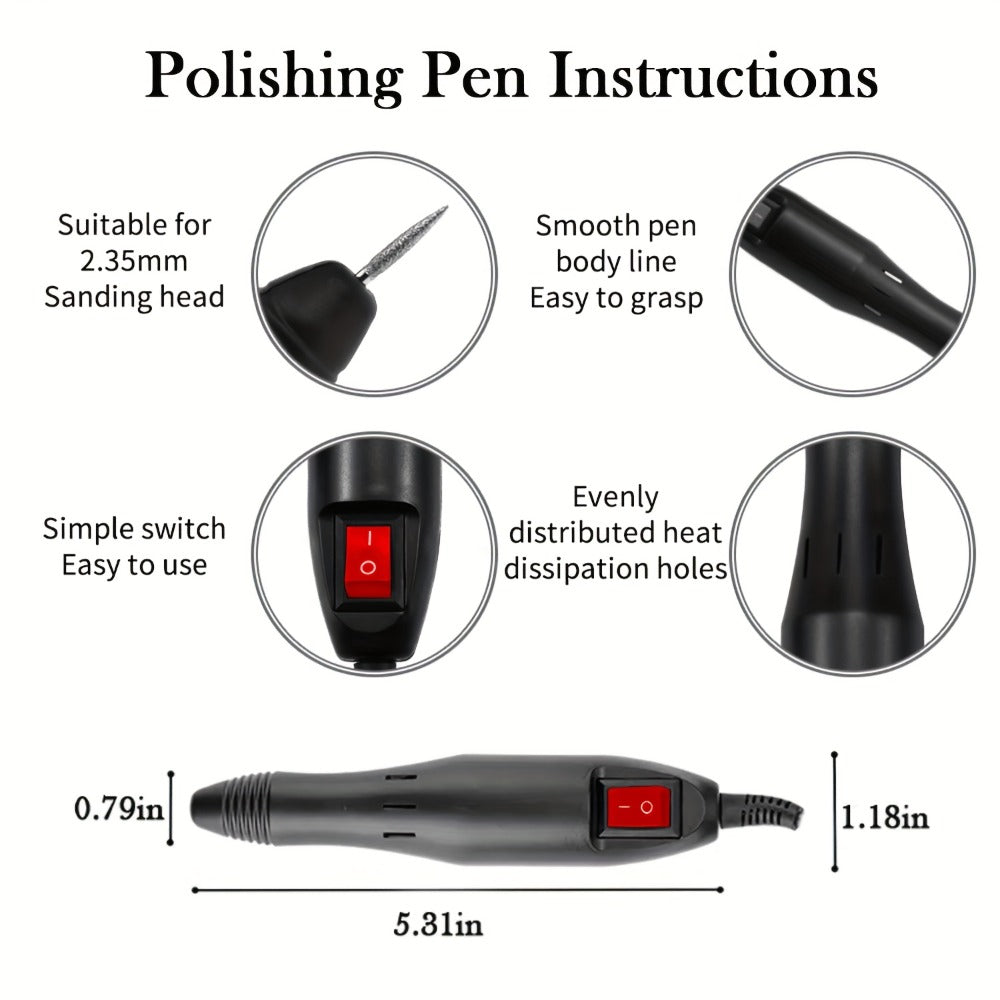 Professional Nail Drill Kit 20000RPM with 6 Drill Bits & 50 Sanding Bands — Electric Manicure Pedicure Machine Low Noise Dual-Hand for Acrylic Gel Natural Nails, Home & Salon Nail File Set, 8-in-1 Option