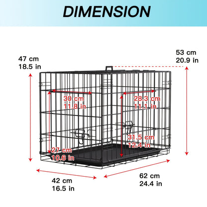 Dog Crate Foldable Metal Wire Dog Cage with Divider Panel & Leak-Proof Tray – Indoor Outdoor Dog Kennel for Small Medium Dogs, Rabbits & Small Animals, Multiple Sizes & Colors