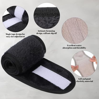 Facial Headbands for Women 9 Pack Soft Flannel Face Wash Headband Set – Adjustable Non-Slip Elastic Skincare Makeup Shower Yoga Spa Hair Band Girls Solid Color Washable Beauty Accessories