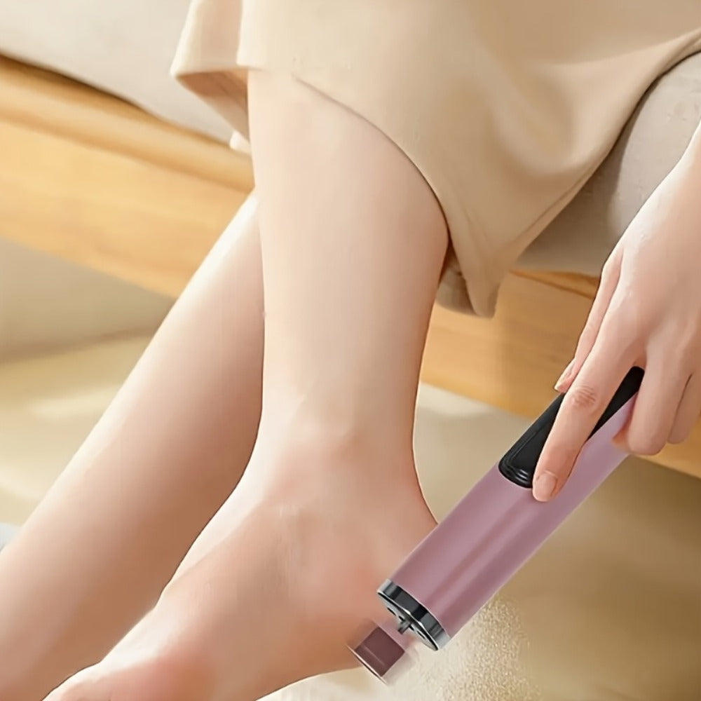 Rechargeable Electric Foot File & Callus Remover 2-in-1 with 2 Sanding Heads & 10 Replacement Sandpaper Pads Adjustable Speed USB Portable Pedicure Tool for Dry Dead Skin Cracked Heels Women Pink