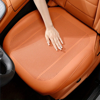 Nappa Leather Car Seat Cushion Full Surround – Non-Slip Breathable All-Season Seat Pad, Front & Rear Universal Fit for Cars SUVs, Luxury Interior Seat Cover