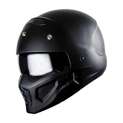 Convertible Motorcycle Helmet Full Face & Open Face 2-in-1 – Detachable Visor, Face Mask & Smoked Shield, Aerodynamic Thermoplastic Shell, Classic Style, Adult S/M/L/XL
