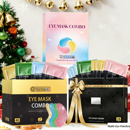 Collagen Eye Mask Patches 40 Pairs – Caffeine & Aloe Vera Under Eye Patches 4 Types Eye SPA Multi-Color Depuff Dark Circle Moisturizing Daily Eye Care Gift Set for Women