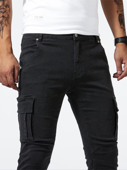 Men's Slim Fit Jeans - Black Denim Clean Finish Travel