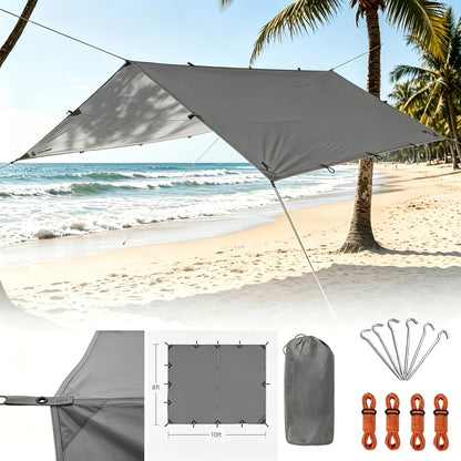 Camping Tarp Canopy with UV Protection – Portable Foldable Waterproof Shelter Tent for Backpacking, Hiking, Garden, Outdoor Survival | Multiple Colors & Sizes