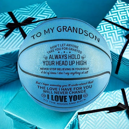 Personalized Basketball Gift for Son & Grandson Standard Size with Pump To My Son To My Grandson Heartfelt Message Sports Birthday Christmas Holiday Gift for Boys Teens