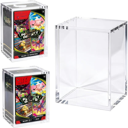 Acrylic Display Case for Pokemon Booster Bundle – UV Protection Magnetic Clear Protective Box for Scarlet Violet, Prismatic Evolutions, 151, Paldean Fates 6-Pack Bundles, Standard & Mega Evolution Fit, 1 or 2 Pack