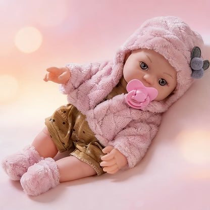 Reborn Baby Doll 12 Inch Lifelike Soft Newborn with Hat Socks & Pacifier Set – Realistic Pink Plush Silicone-Feel Doll Gift for Girls Kids Toddlers Birthday Christmas Valentine's Day Ages 3+