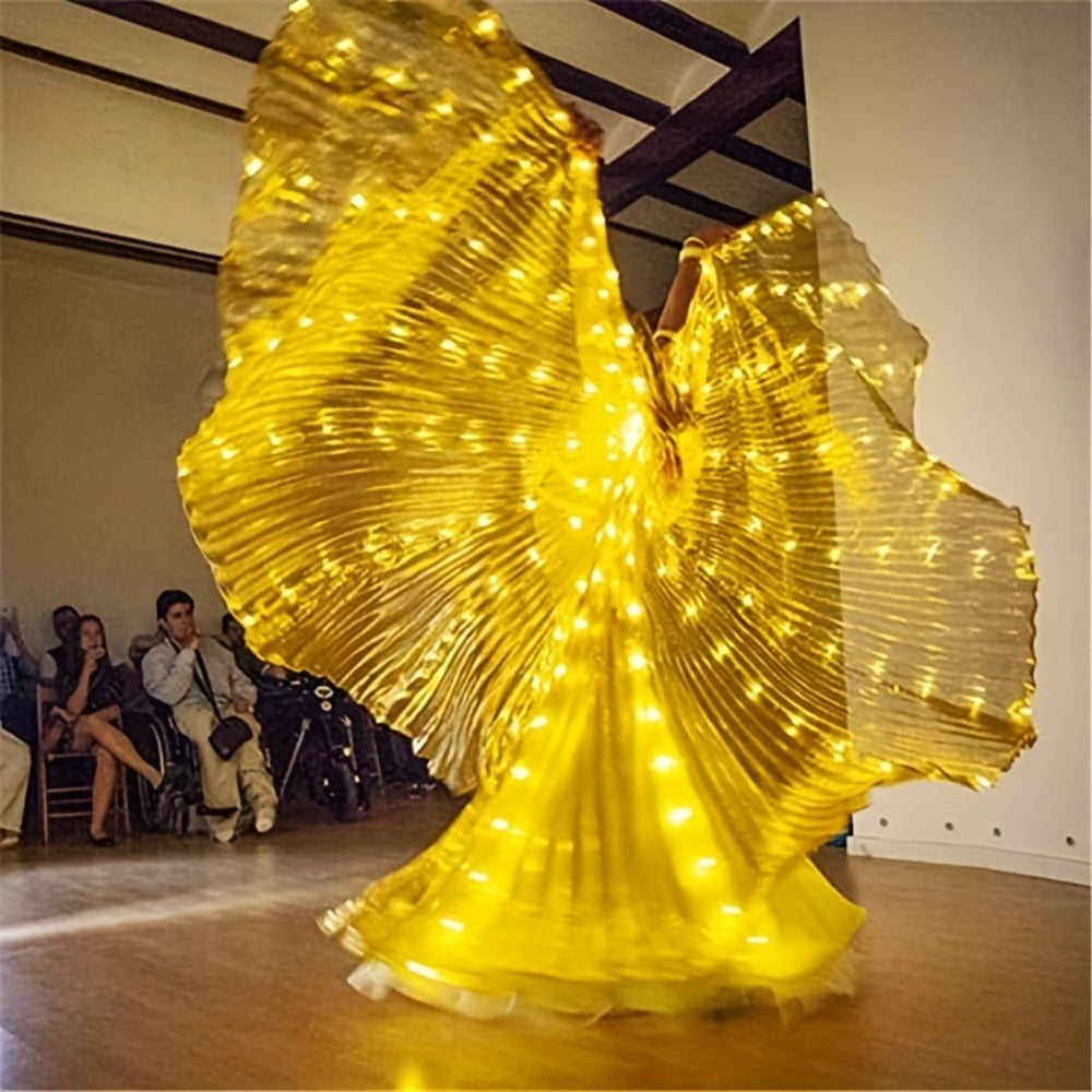 LED Feather Dance Costume Glowing Luminous – Light Up Belly Dance Performance Dress for Women Halloween Christmas Mardi Gras Rave Stage Show White Purple Warm White