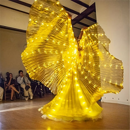 LED Feather Dance Costume Glowing Luminous – Light Up Belly Dance Performance Dress for Women Halloween Christmas Mardi Gras Rave Stage Show White Purple Warm White