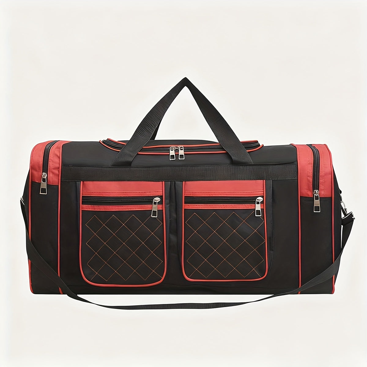 Gym Duffel Bag Large Capacity Travel Bag for Men Women Heavy Duty Polyester Multi Pocket Adjustable Shoulder Strap Zipper Closure for Fitness Workout Weekend Trips Business Travel Outdoor Black Blue Red