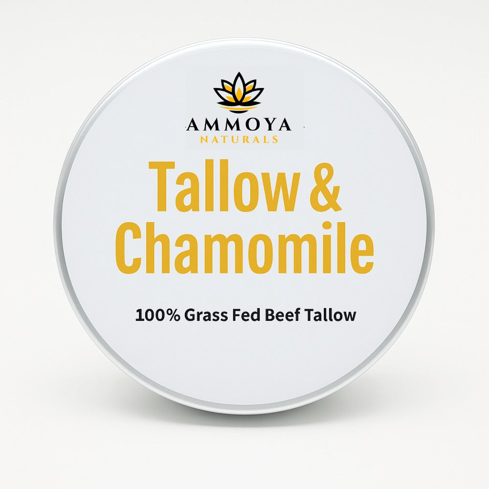 Tallow Balm Grass-Fed Natural Moisturizer for Dry Skin — Deep Hydrating Handcrafted Body Balm 3 Scents Chamomile Rose Honey Frankincense Myrrh, Nourishing Skin Balm for Women Men