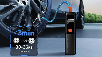Cordless Tire Inflator Portable Air Compressor – USB-C Rechargeable, Digital Gauge, 3X Fast Inflation for Car Tires, Bikes, Motorcycles & Sports Balls