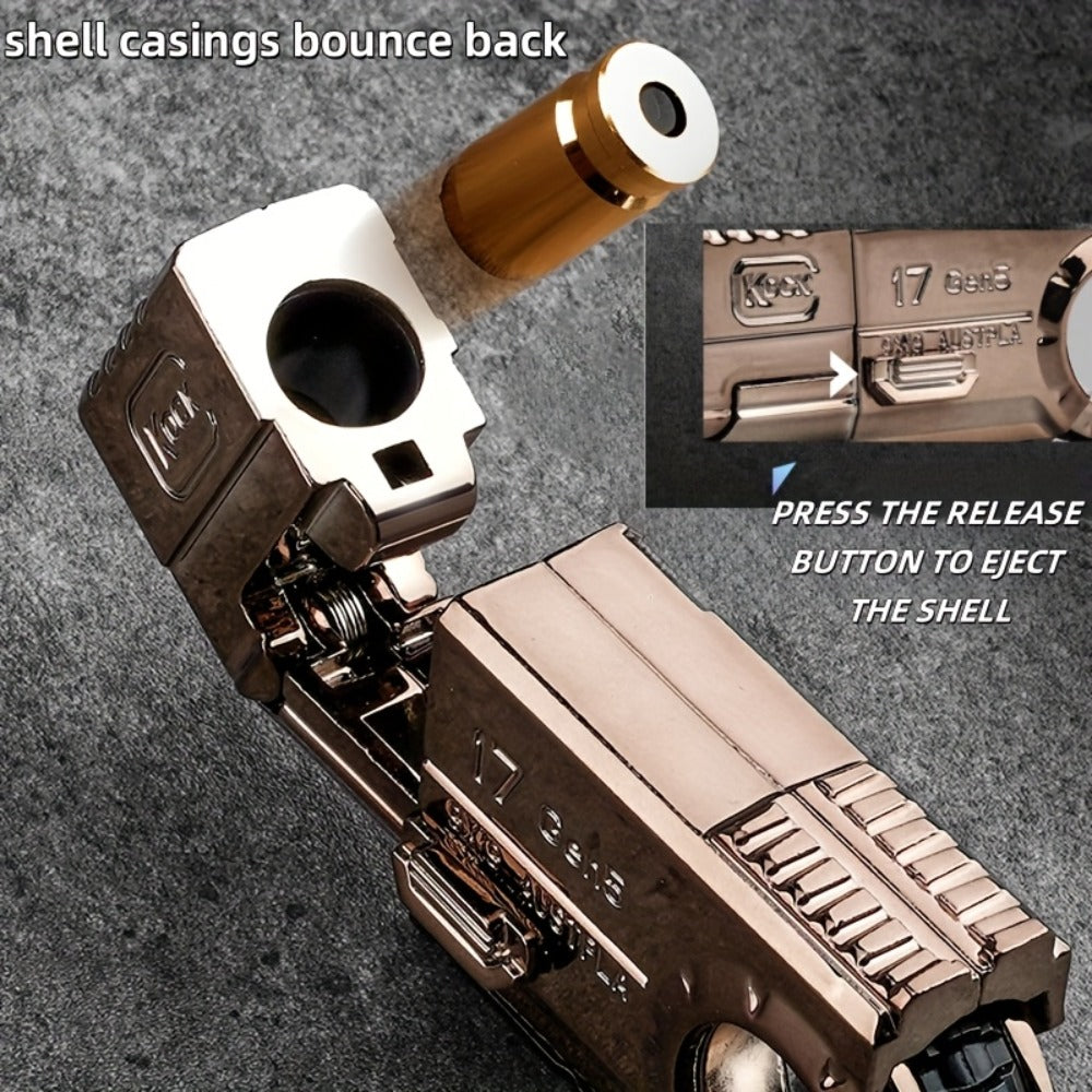 Alloy Finger Pistol Fidget Toy – One-Touch Cartridge Ejecting Stress Relief Desk Toy, Cool EDC Novelty Gift for Adults Men Teens, Fingertip Decompression Toy with Softball Launcher