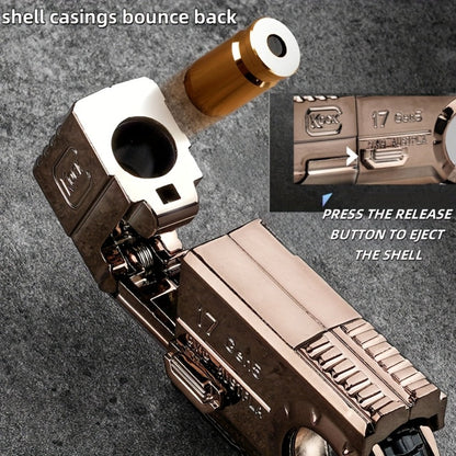 Alloy Finger Pistol Fidget Toy – One-Touch Cartridge Ejecting Stress Relief Desk Toy, Cool EDC Novelty Gift for Adults Men Teens, Fingertip Decompression Toy with Softball Launcher