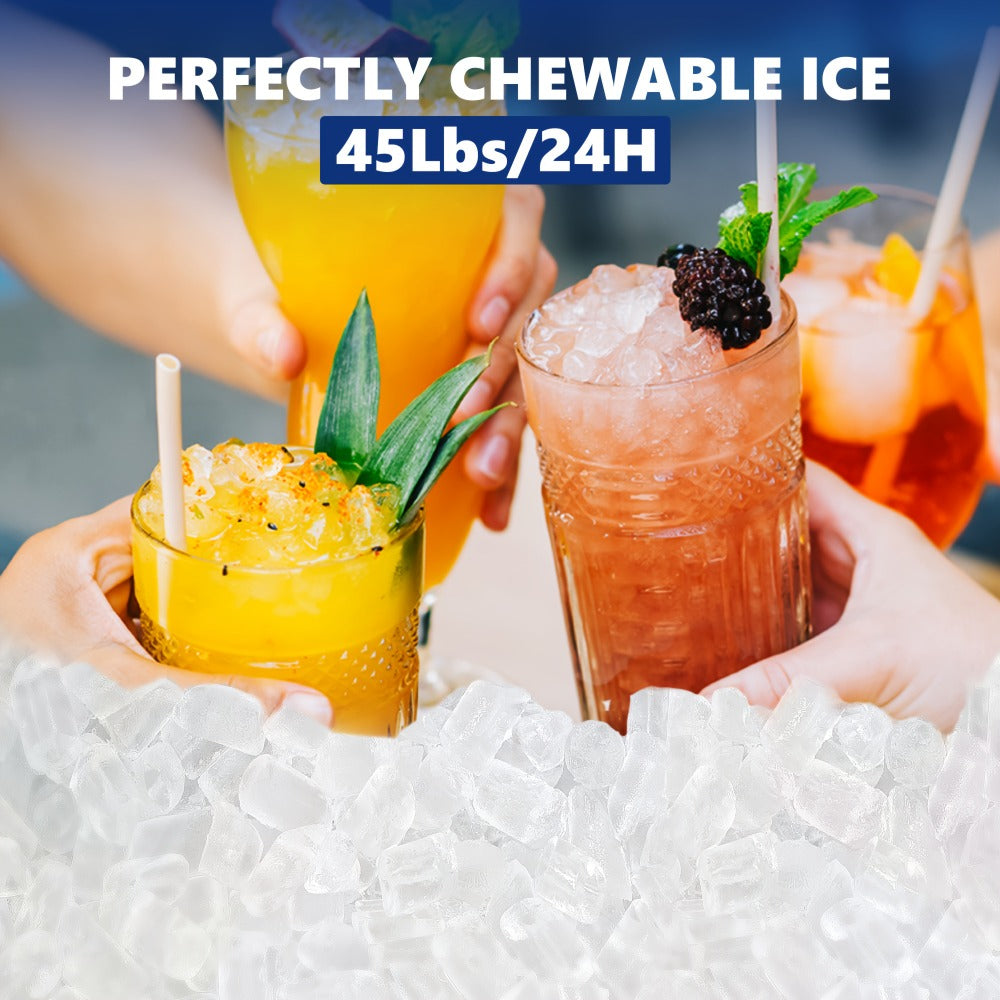Portable Ice Maker Countertop – Bullet Ice Machine 26-29 Lbs Daily, 9 Ice Cubes in 6 Mins, Self-Cleaning, Quiet Under 45dB, with Handle, Basket & Scoop, for Home, Kitchen, Camping & RV