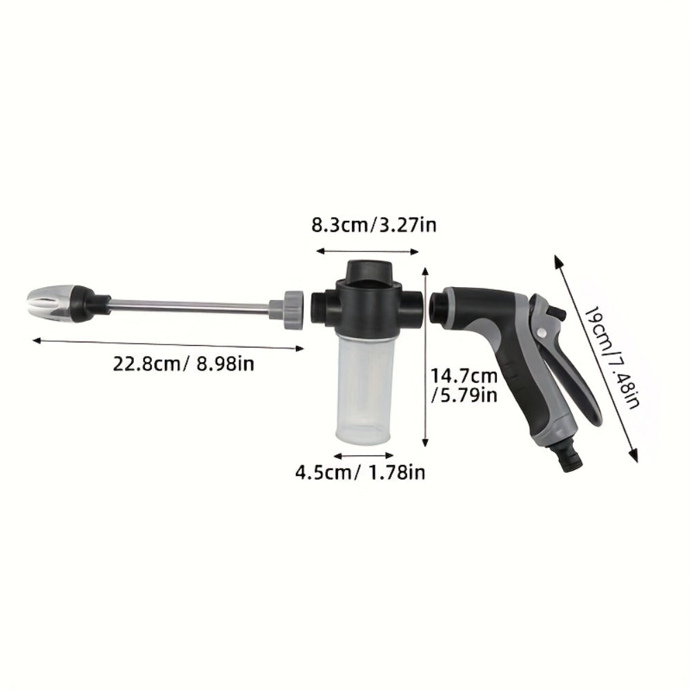 High Pressure Car Wash Gun with Long Extension Rod – Adjustable Spray Nozzle, Leak-Proof Connector, Fits Garden Hose – Car Truck RV & Garden Cleaning Wand