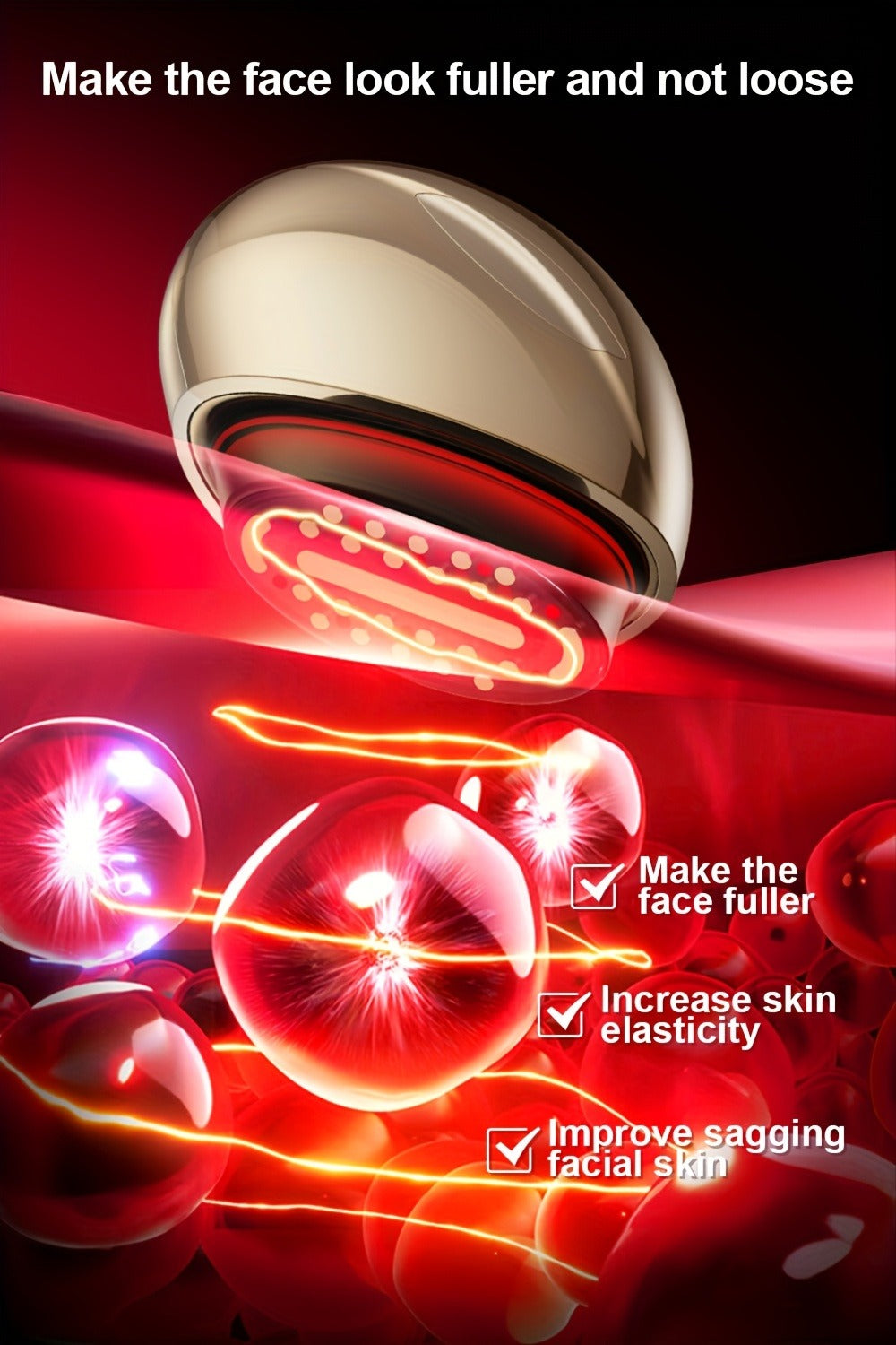 EMS Face Massager – 3-in-1 LED Light Therapy, Warm Heat & EMS Skin Tightening, USB Rechargeable Portable Facial Beauty Device for Anti-Aging, Collagen Boost & Glowing Skin, Home Spa Gift for Women