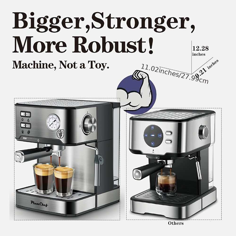 Espresso Machine Stainless Steel – Dual-Brew Coffee Maker with 54.1oz Water Tank, High-Pressure Steam Wand, ESE Pod & Ground Coffee Compatible, 1 & 2 Cup Brewing, Overpressure Protection for Home Barista