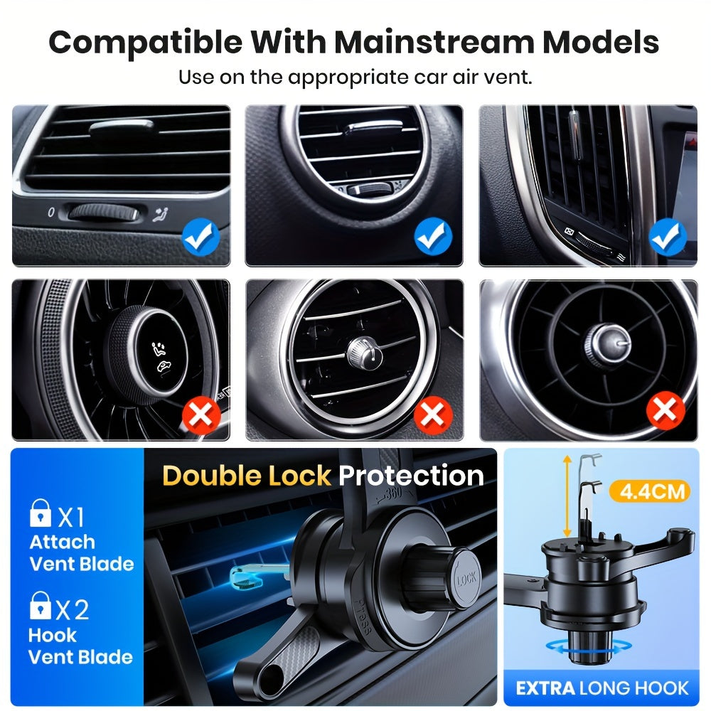 Dashboard Phone Mount Extended Arm 3-Point Support – Adjustable Car Phone Holder with Extendable Metal Hook, Secure Hands-Free Grip, Durable ABS, Universal Fit for All Smartphones