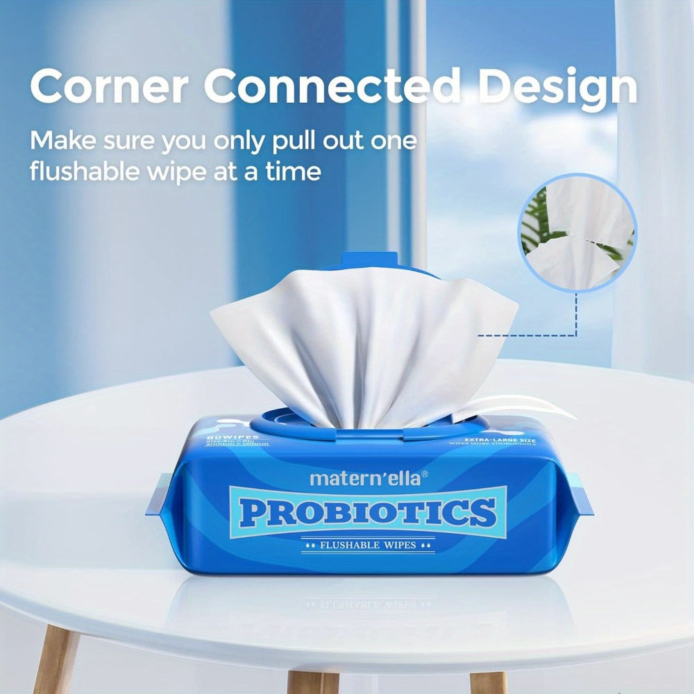 Flushable Wet Wipes with Probiotics – Plant-Based Fibers, Fragrance Free, Sewer Safe, Soft & Thick Disposable Butt Wipes for Adults, Incontinence & Personal Care (1/3/5/6/8/9/15 Packs)
