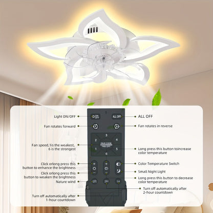 Ceiling Fan with Light 27 Inch Flush Mount - Low Profile 6-Speed 3-Color Dimmable LED, Remote & App Control, Modern Ceiling Fan for Bedroom, Living Room, Room Decor, Black or White