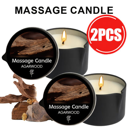 Massage Oil Candle 2-in-1 Soy Wax Scented Candle with Essential Oil — Moisturizing Warm Body Lotion for Spa Pedicure Relaxation Aromatherapy Gift for Women 2oz Multiple Scents