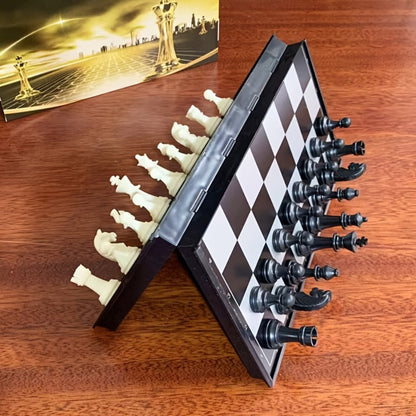 Magnetic Chess Set Folding Board Portable Travel Chess Game Mini Checkerboard for Kids Adults Family Gift No Battery Needed