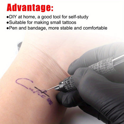 DIY Tattoo Kit for Beginners No Electricity No Drawing – A4 Transfer Paper with Patterns Stylus Ink Pen Needles Black & Red Ink Transfer Gel Complete Stick and Poke Home Tattoo Supplies Set
