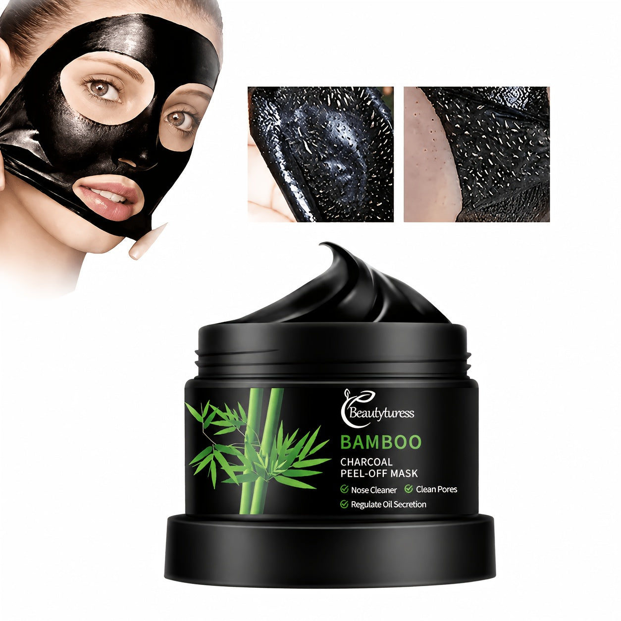 Bamboo Charcoal Clay Face Mask Deep Cleansing Pore Minimizing Oil Control Blackhead Remover Hypoallergenic Detox Mask for Men Women Oily Acne Congested All Skin Types