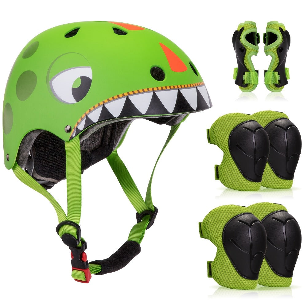 Kids Bike Helmet & Protective Gear Set 7-Piece for Ages 2-8 Boys Girls Adjustable Helmet Knee Elbow Wrist Pads for Cycling Skating Scooter Birthday Gift