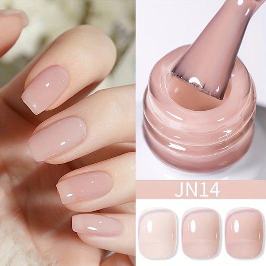 Nude Jelly Gel Nail Polish 10ml Skin Tone Transparent Finish – Semi-Permanent Soak-Off UV LED 30-Day Wear, Jade Nail Art Minimalist Natural Look for Women, Shades JN05 JN68 JN75 JN76