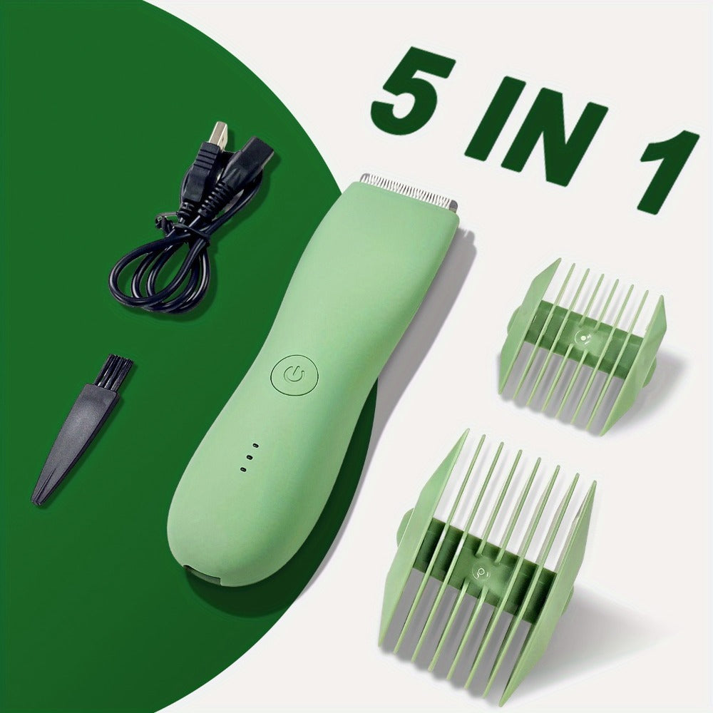 Electric Body Hair Trimmer for Women and Men with Replaceable Ceramic Blades — USB Rechargeable IPX5 Waterproof Pubic Groin Bikini Trimmer Painless Sensitive Skin Hair Shaver