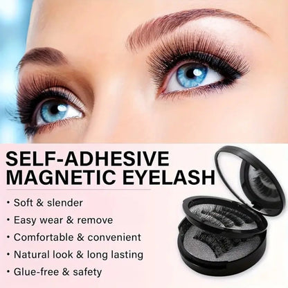 Waterproof 3D Magnetic Lashes 8Pcs Reusable Double Strip False Eyelashes Set with Clips & Glue – Natural Look for Women, Daily Wear, Parties & Special Occasions