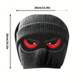 2pcs Red-Eyed Bandit Mask Car Headrest Covers, Knit, Unisex, No Stuffing, Easy to Install and Wash, Trendy Car Interior Decor for Friends Gathering and Road Trips, Unique and Fun Car Accessories