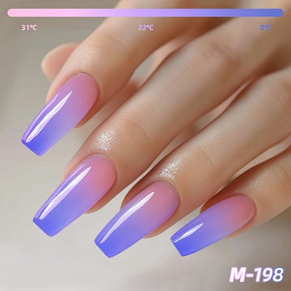 Thermal Gel Nail Polish Set 6 Colors – Heat Reactive Color Changing Glitter Gel Polish, Photo Frame Bottle, LED UV Cured, Glossy Shiny Finish, Spring Summer DIY Salon Manicure Gift for Women Girls